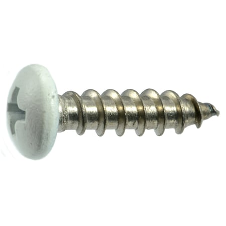 Sheet Metal Screw, #10 x 3/4 in, Painted 18-8 Stainless Steel Pan Head Phillips Drive, 15 PK